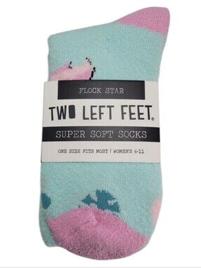 Two Left Feet Sock Co. Flock Star Pastel Mint Super Soft Socks.  Women's 6 - 11
